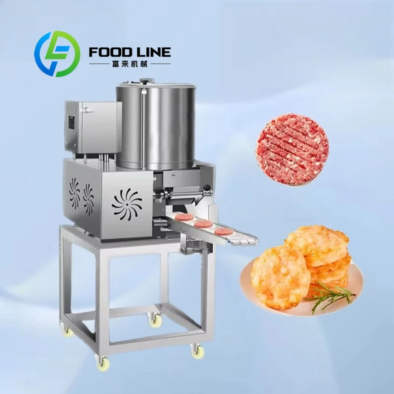 Automatic Hamburger Patty Forming Machine, Mobile Wheels Convenient Positioning Commercial Multi‑Purpose Hamburger Patty Maker