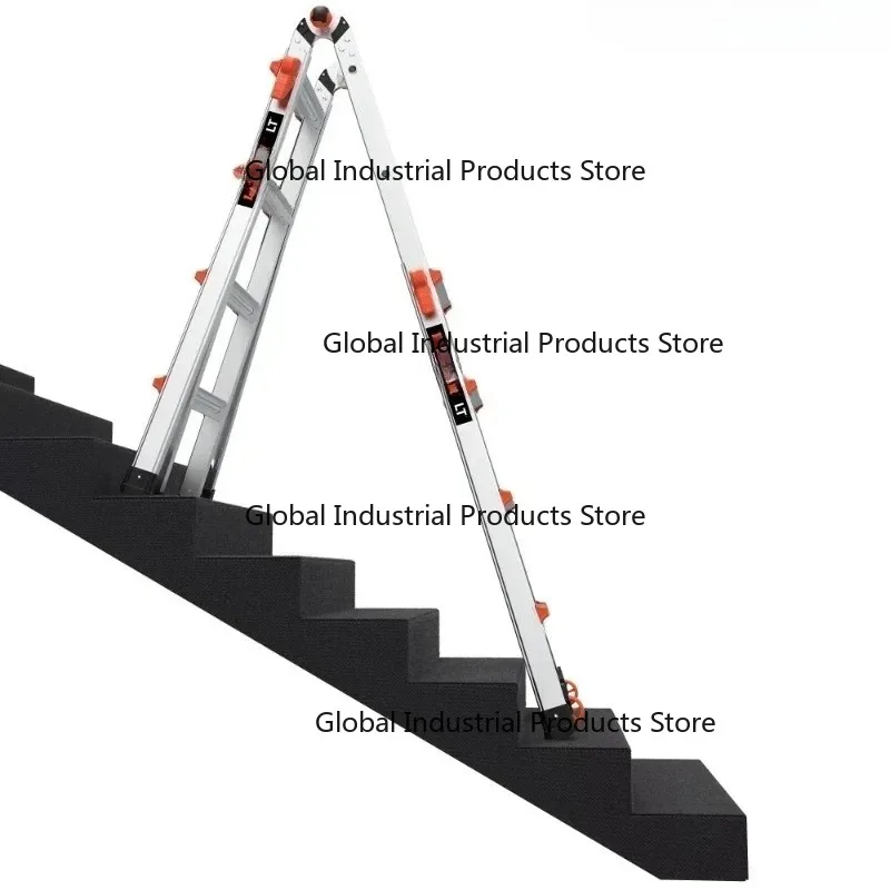 LT M17 Aluminum Multi-Use Ladder with Wheels 300 Lbs Rated Type 1A Heavy Duty Extension Ladder Home Improvement Tool