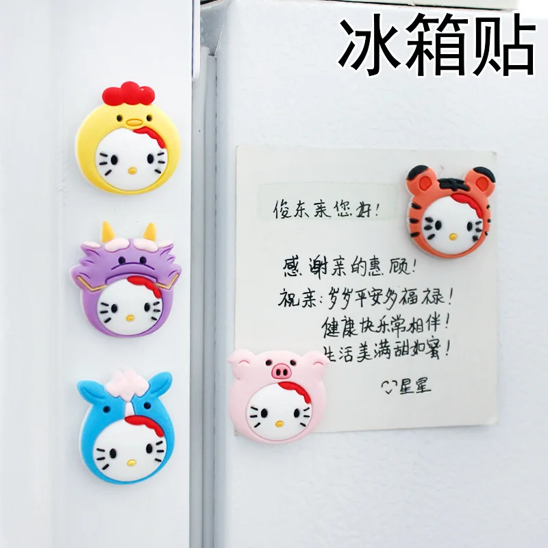 Cartoon Cute Hello Kitty Silicone Decore Mini Refrigerator Home Decoration Sticker Magnets For Fridge Souvenir Whiteboard Magnet