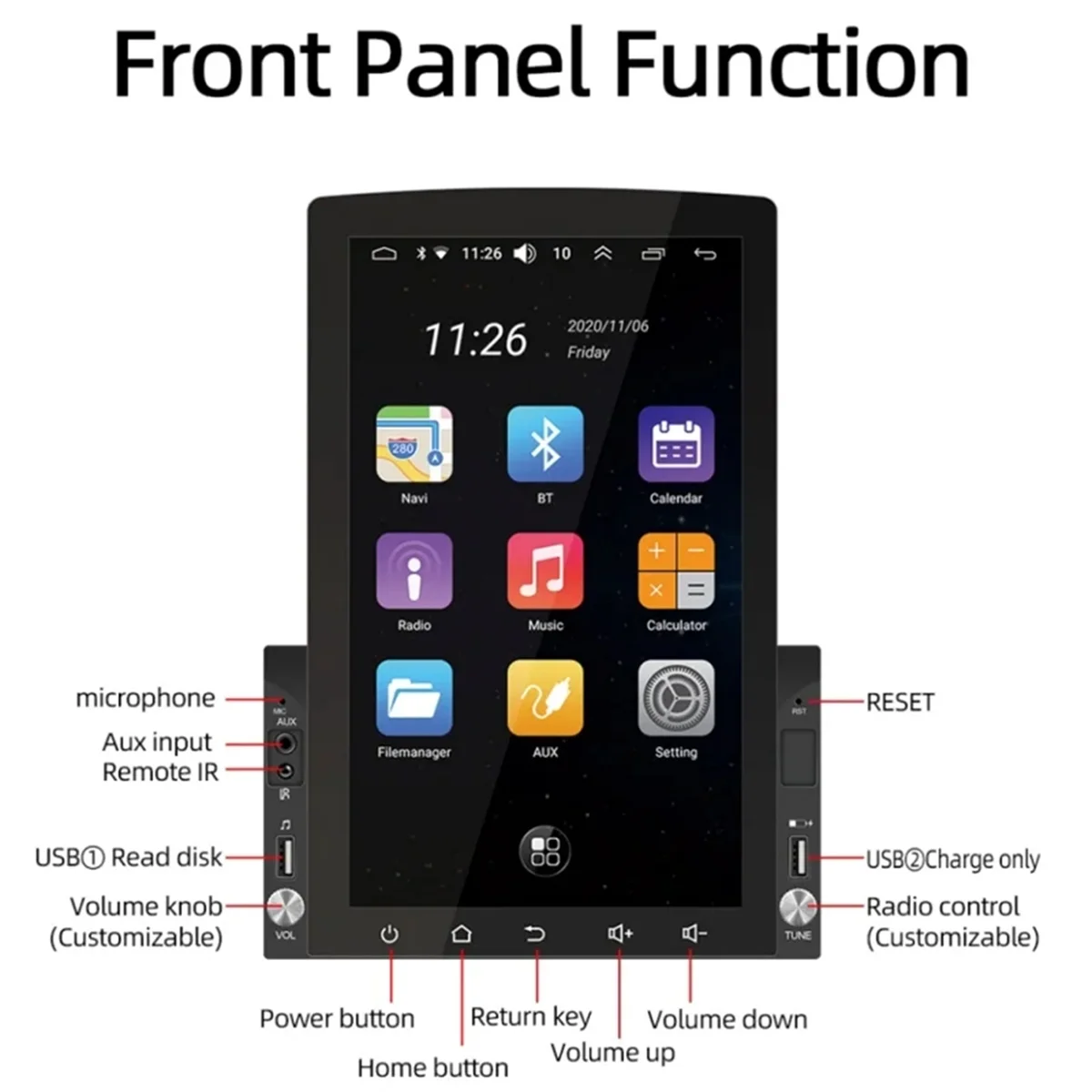 Radio Android universale da 10,1 pollici 2Din per Tesla Touch Screen Carplay Lettore video multimediale Navigazione automatica GPS(A)