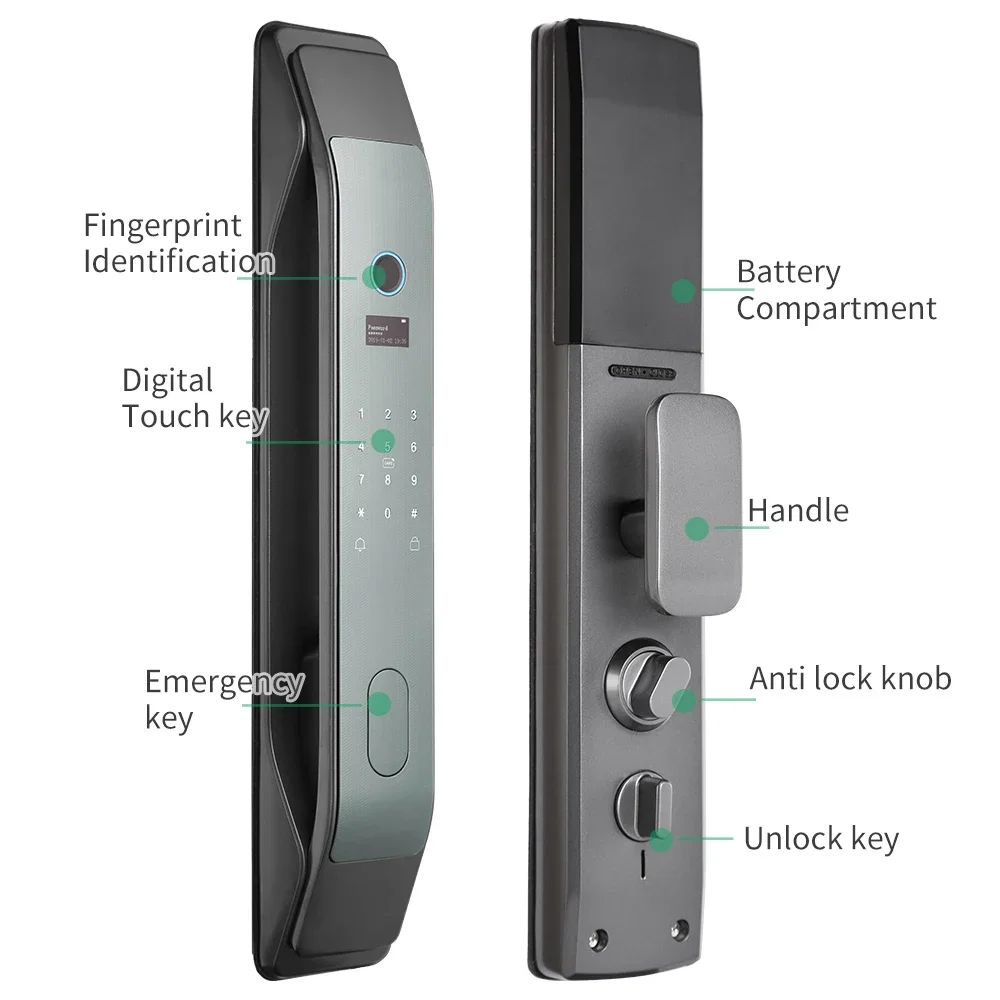 004 Tuya Intelligent Lock WiFi App Remote Unlock Automatic Fingerprint Password Key Card Lock Smart Home Door Lock