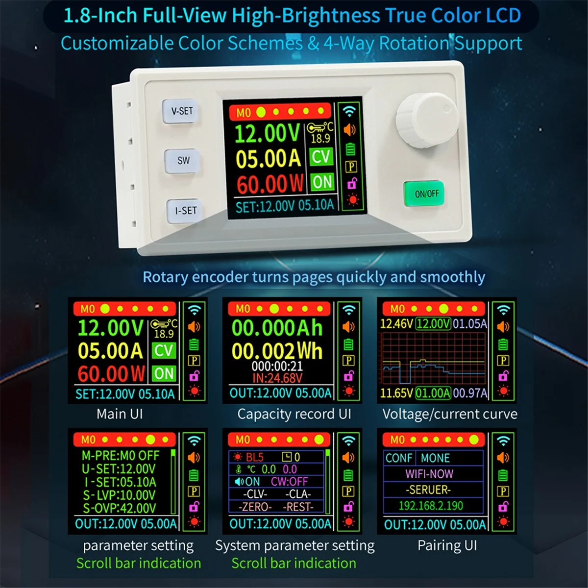 

XY6020LS Понижающий преобразователь постоянного тока с ЧПУ 20 А 1200 Вт Лабораторный регулятор мощности Модуль зарядки постоянного напряжения и тока