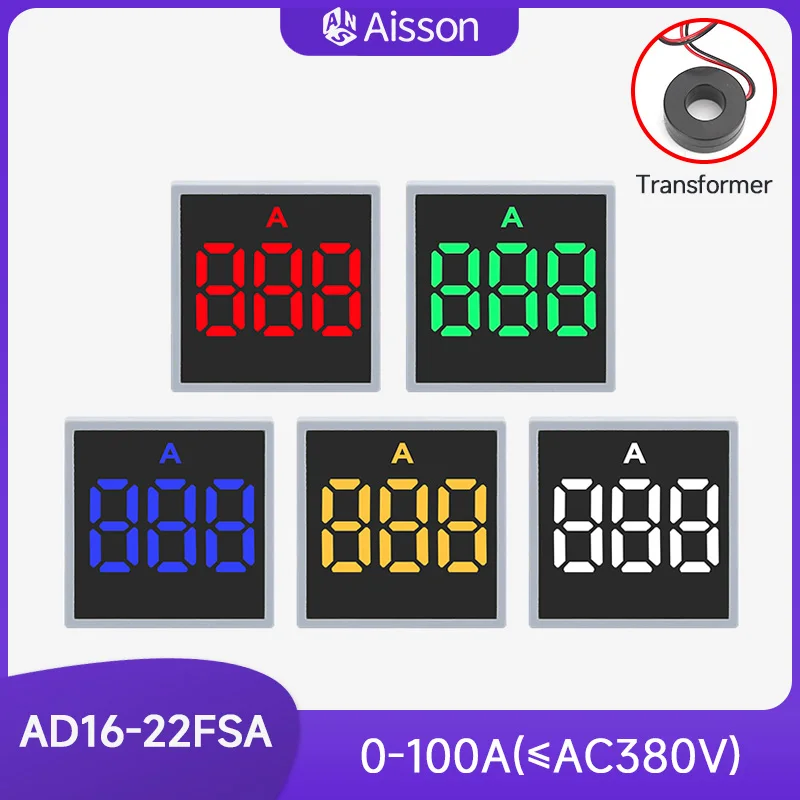 AD16-22FSA 22MM 0-100A dijital ampermetre akım ölçer göstergesi Led lamba kare sinyal ışığı