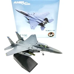 Diecast F15E Fighter Model, alto avião detalhado, exibição de aeronaves para a prateleira do quarto, Home TV Cabinet, 1:100 Escala