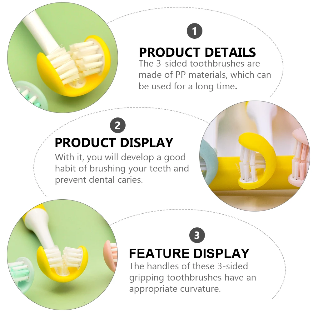 

3-Sided Toothbrush For Adults Oral Care Plaque Removal Teeth Cleaning Brush Manual Toothbrush With Ergonomic Handle Long-Lasting