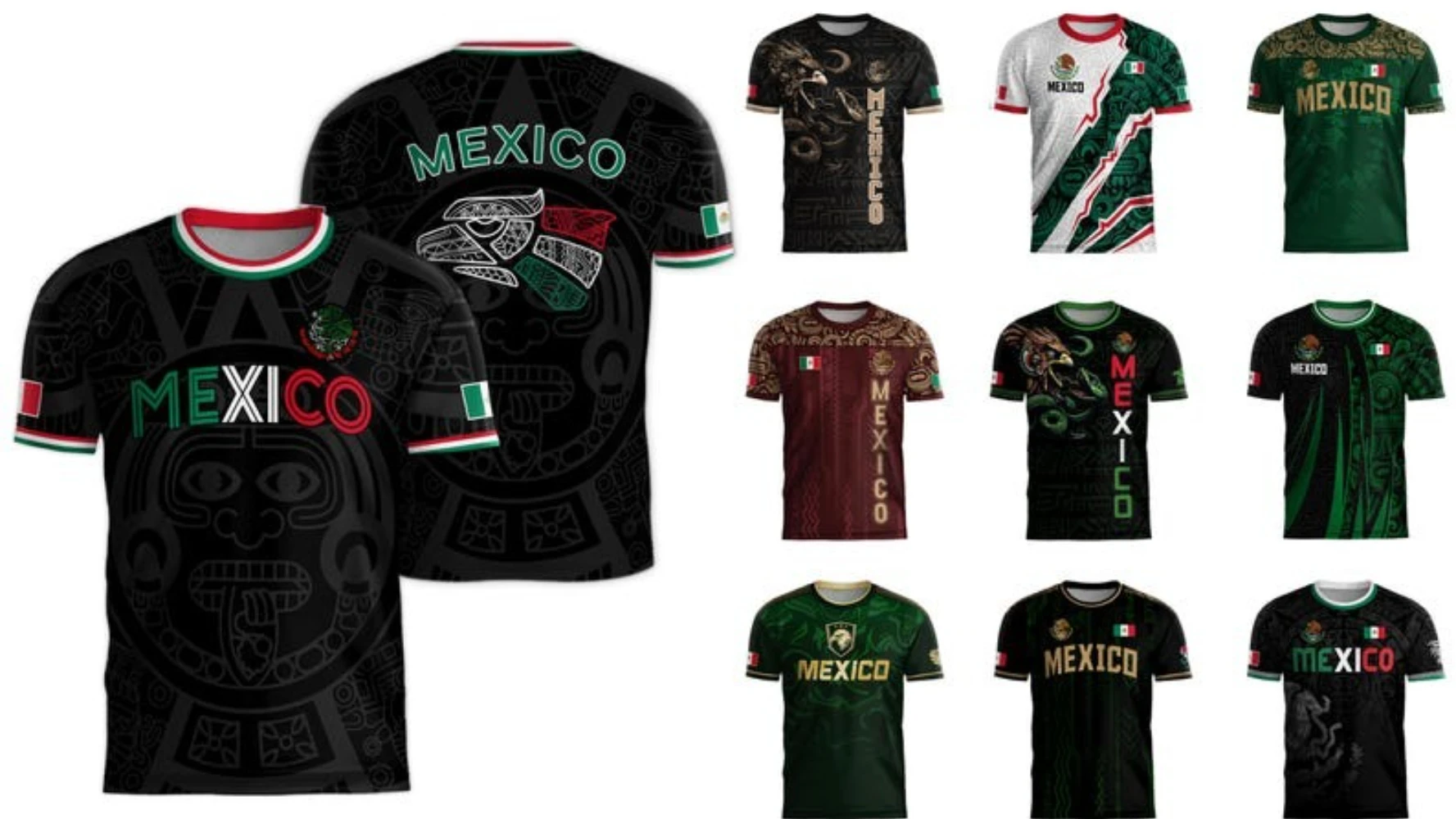 Una camiseta impresa en 3D más vendida del equipo nacional de fútbol mexicano, una camiseta deportiva transpirable y de secado rápido para hombres