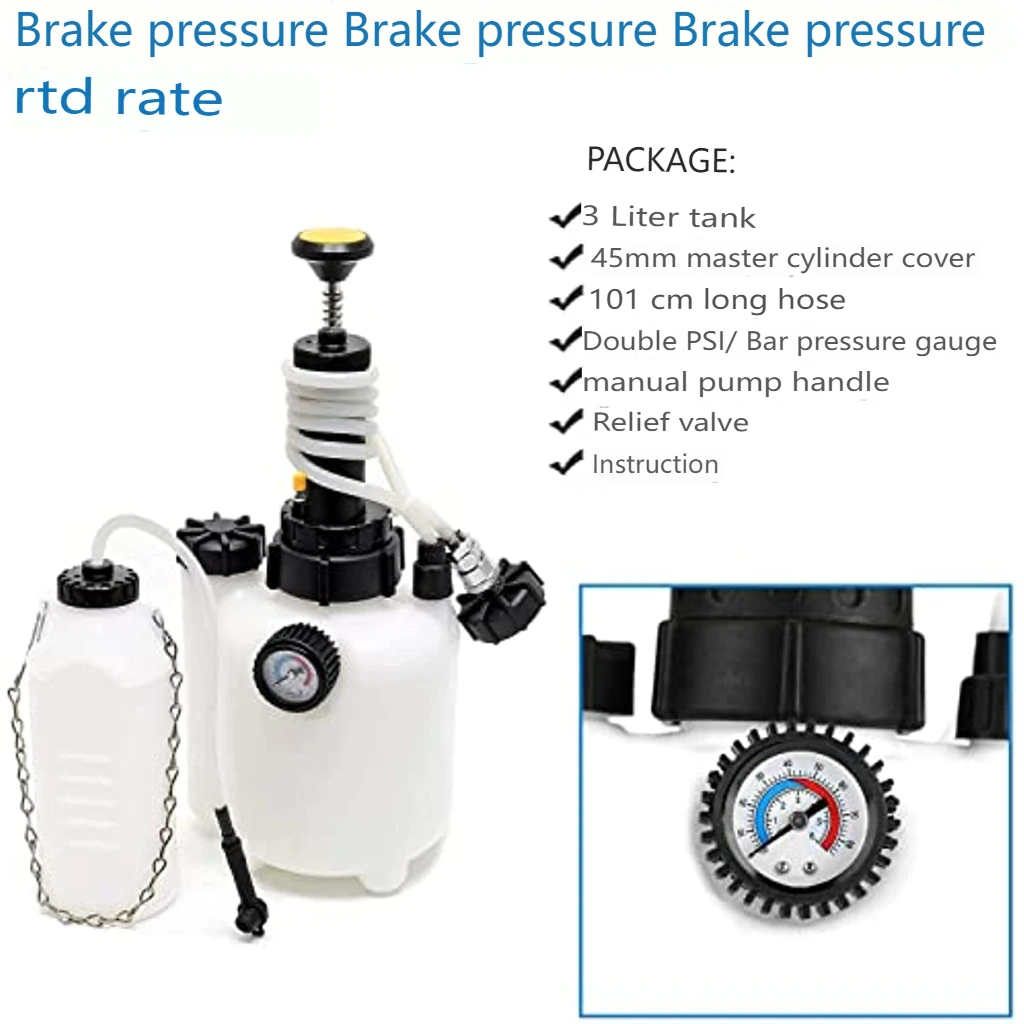 3L Brake Bleeder Manual Replacement Tool Double-scale Dial Vacuum Pressure Pump Oil Filling System Car Fluid Transmission Tool