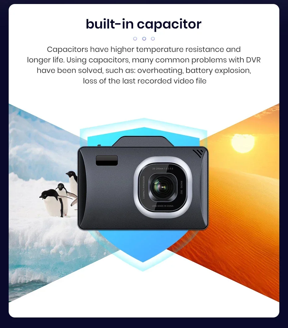 1296P Car DVR Dash Cam 3-in-1 with GPS Tracker And  Radar Detector - Rearview  System for Vehicle Safety