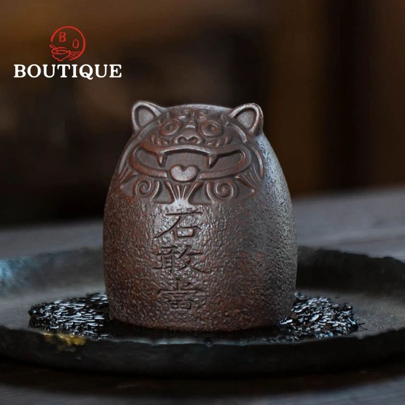 Yixing Purple Stone Darer Tea Table Zisha Tiger Tea Pet Play Lid Cover Holder Small Ornaments Tea Ceremony Tea Set Sculpture