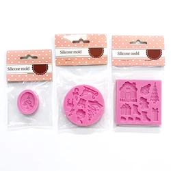 Christmas Molds Mini Christmas Fondant Molds Pink Polymer Clay Molds Non-stick Silicone Molds for Cake Decorating