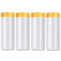 Painter Plastic With Tape, Pre-Taped Masking Film,Paint Adhesive Protective Film Roll for Covering Skirting, Cars and Auto Body