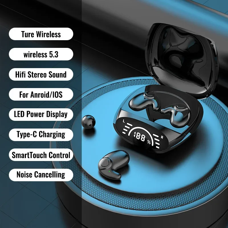 Onzichtbare Slaap Oordopjes Mini Draadloze Koptelefoon Bluetooth 5.3 Hoofdtelefoon HiFi Stereo Sport Ruisonderdrukking Headsets voor XIAOMI