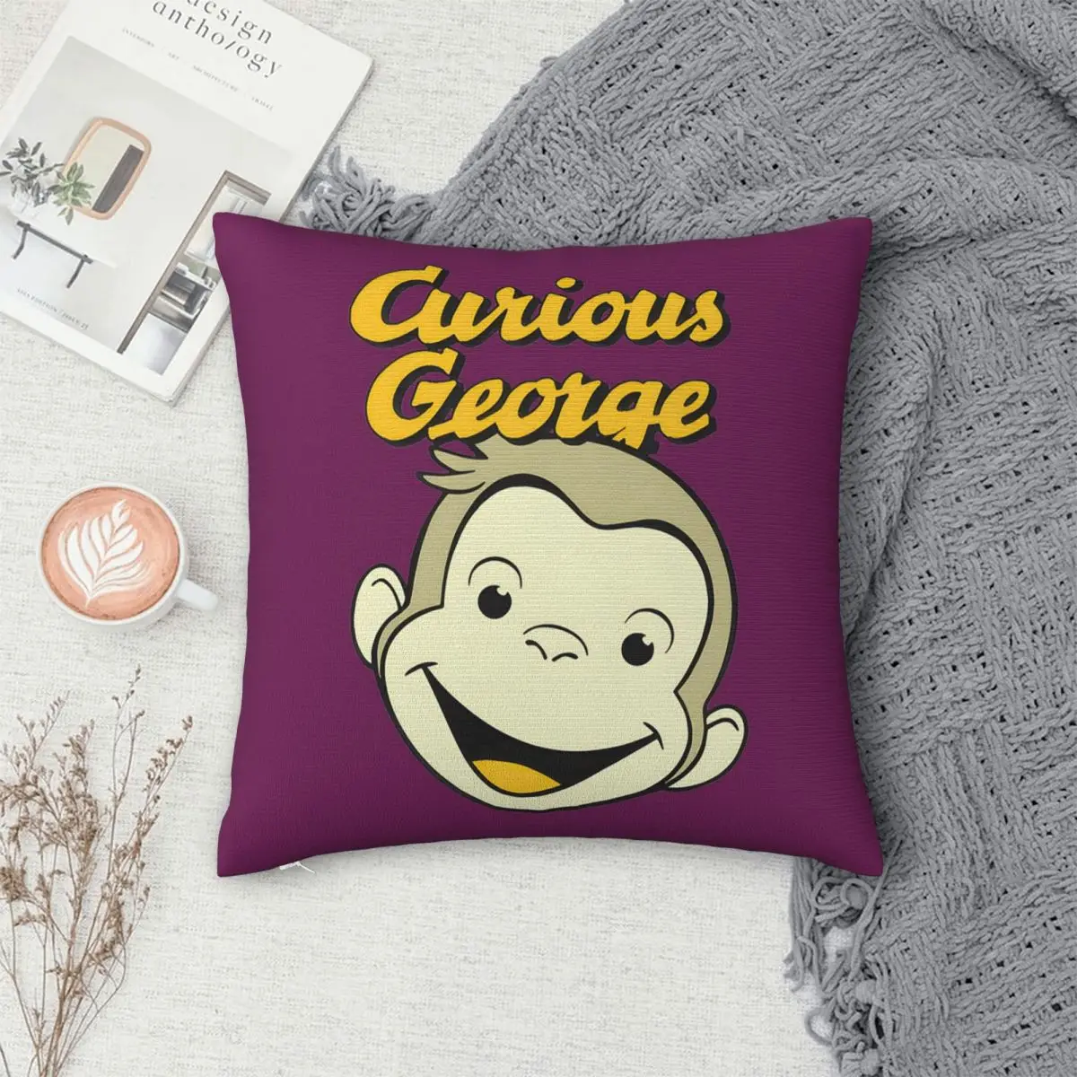 George The Curious Monkey Square Pillowcase Cushion Cover Pillow Case Throw Pillow Cover for Home Bedroom Car