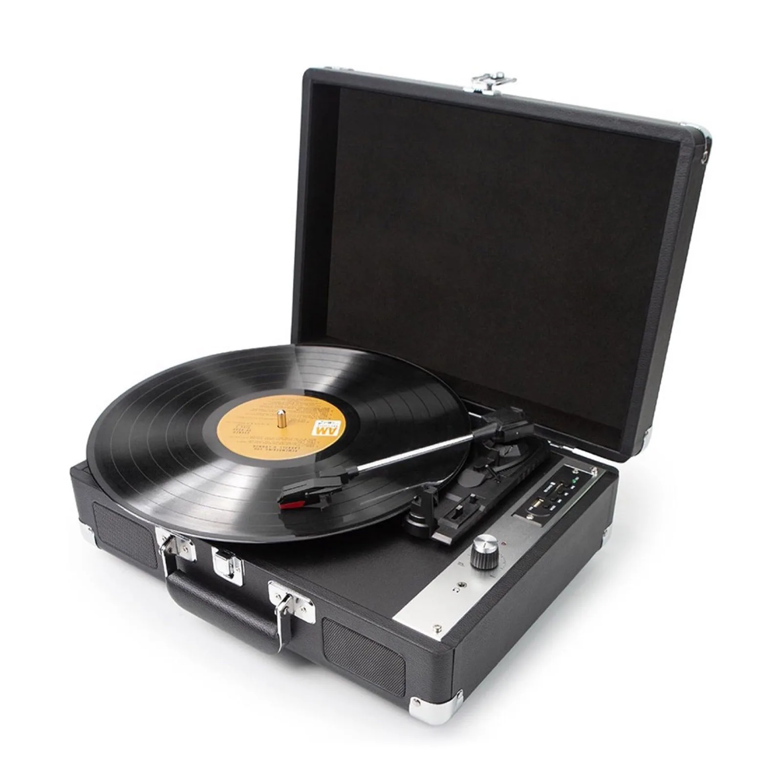 Bluetooth and USB Enabled Vinyl Record Player with 3.5mm RCA Output Support 33 45 78 RPM Black Turntable for Home Use