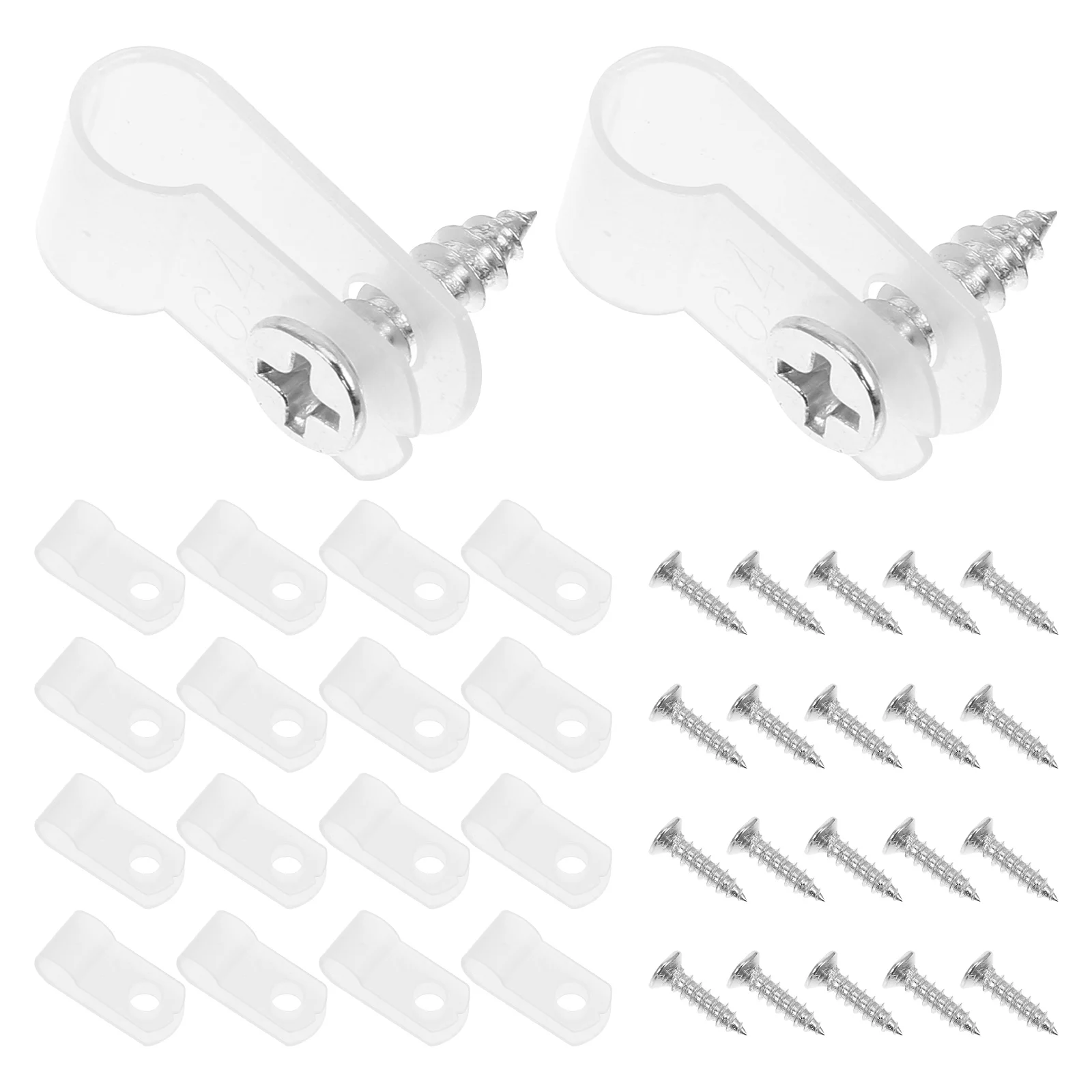 

100pcs Rope Clips Cable Management Wall Hooks Stainless Steel P Clamps Cable Clips Clear Round Wire Organizer White Clear