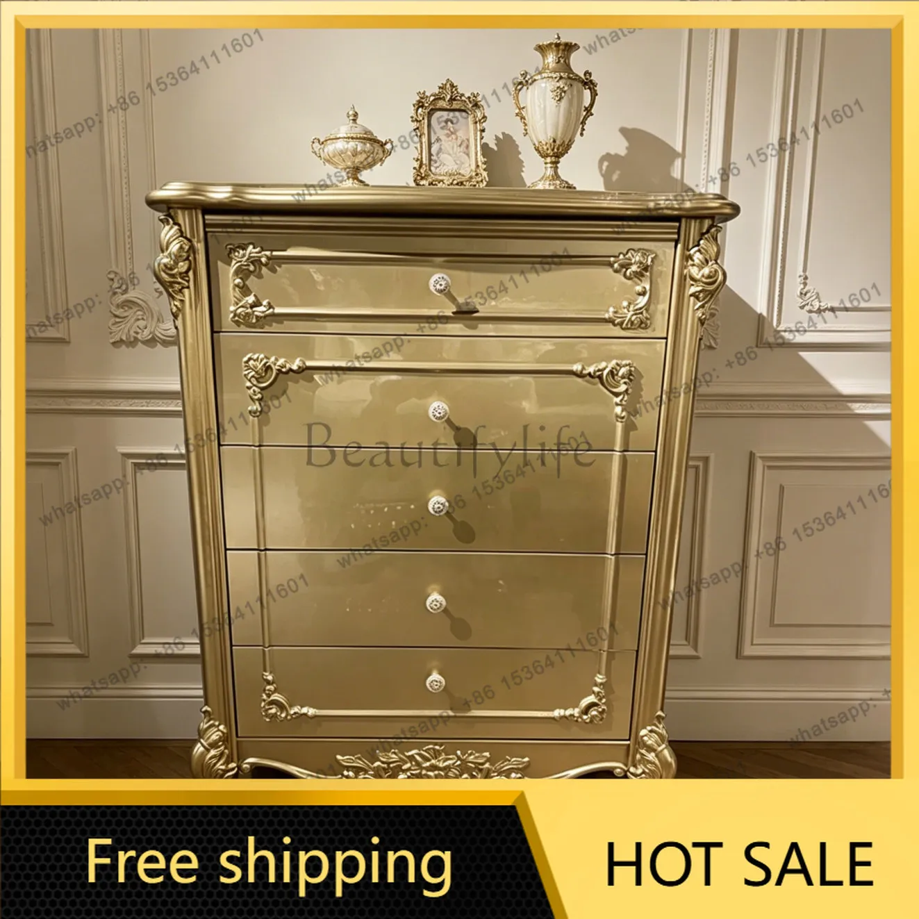 FG European French neoclassical decorative locker solid wood light luxury antique