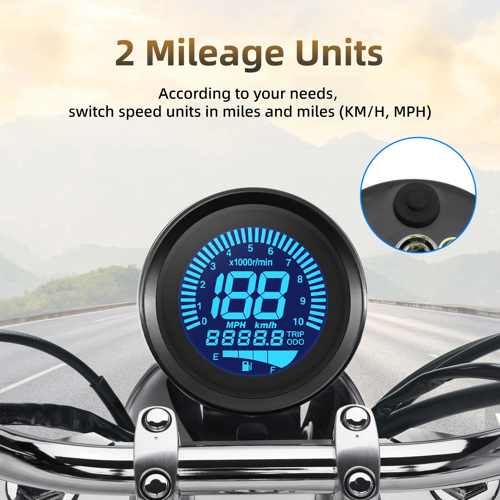 7 Color Backlight Motorcycle Speedometer Odometer Tachometer Fuel Level Gauge LCD Instrument Speed Gauge For 12V Motorcycles