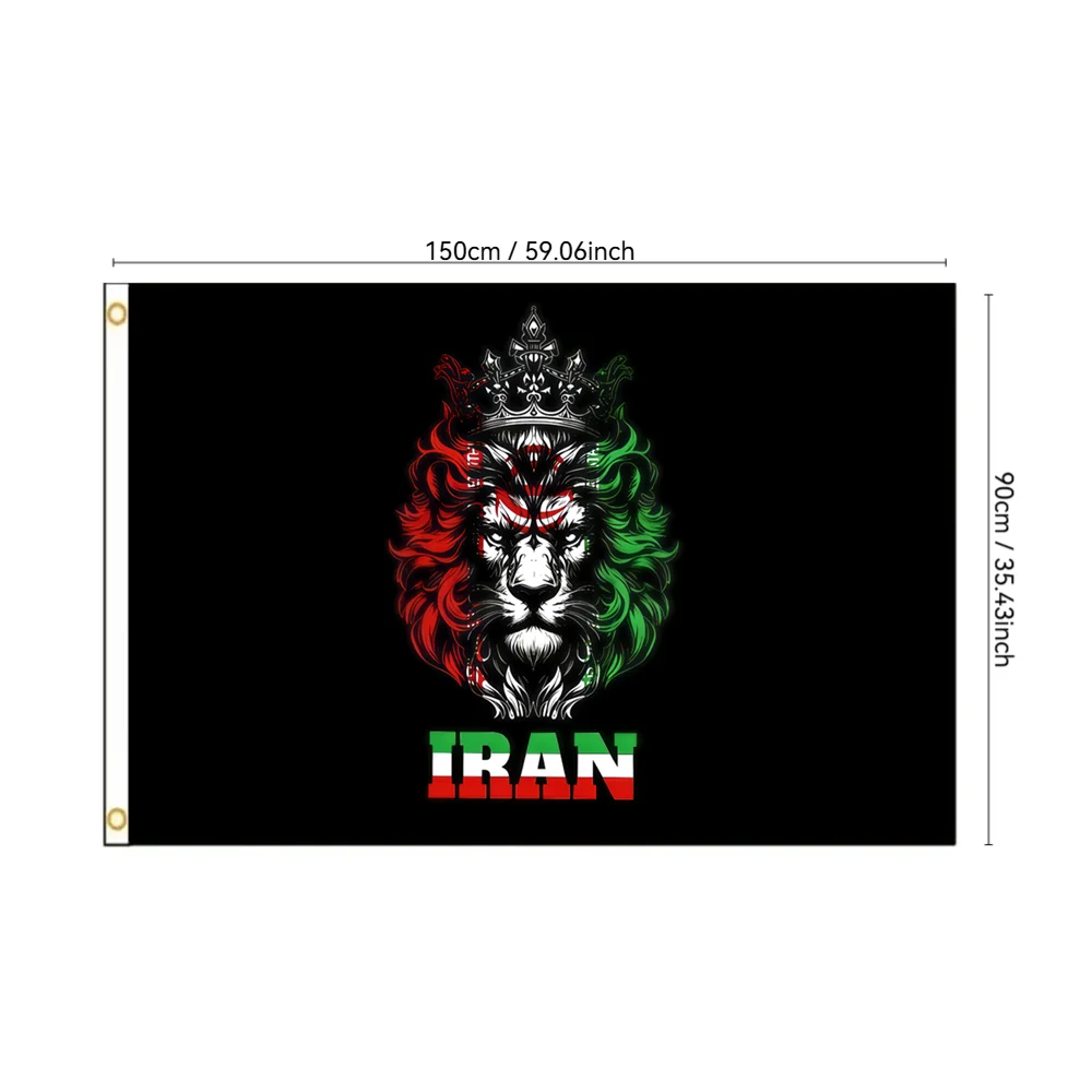 Iran Flag Iranian Flag 2x3 FT 3x5 FT Polyester Banner with Brass Grommets, Lion Crown Flag for Indoor Outdoor Decoration