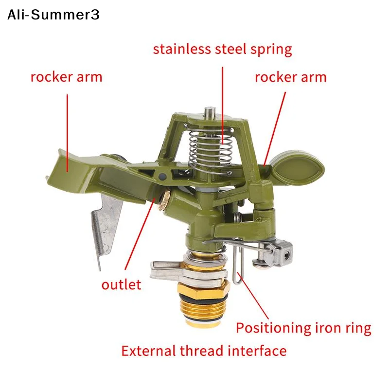 【Vx3】1/2 3/4 Inch Metal Pulsating Sprinkler 360 Degree Rocker Arm Rotating Lawn Watering Sprinklers For Garden Irrigation System
