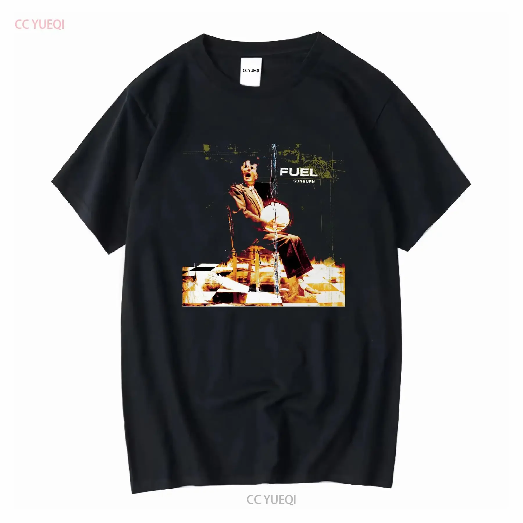 Camiseta FUEL Sunburn Album 90s Rock, estilo vintage, unisex, cómoda, gráfica, informal, elástica, versátil, ropa de diseñador