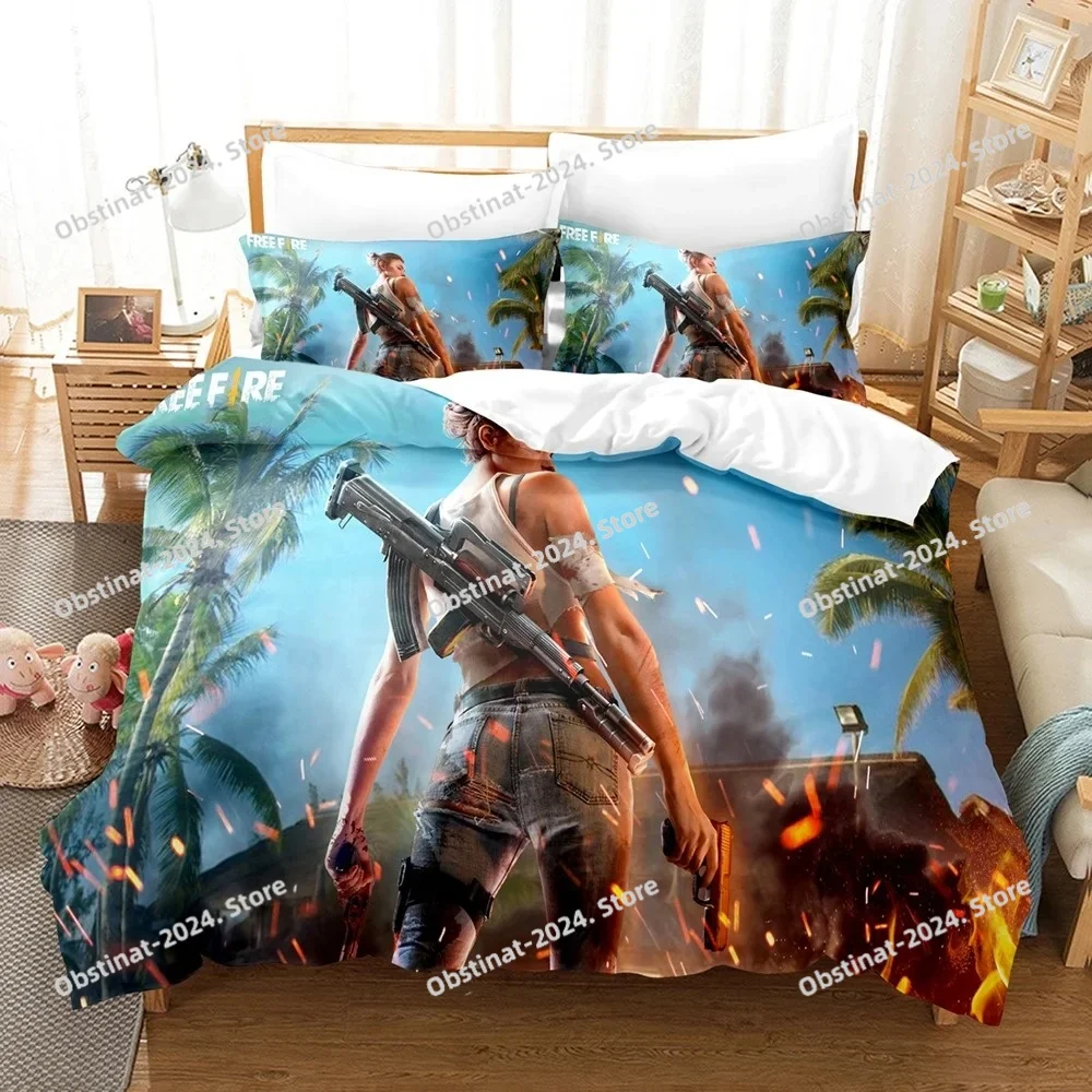 3d Print Game Free Fire Battlegrounds Bedding Set Bed Set Duvet Cover Sheet Pillowcase Bed Soft Quilt Cover Full Queen King Size