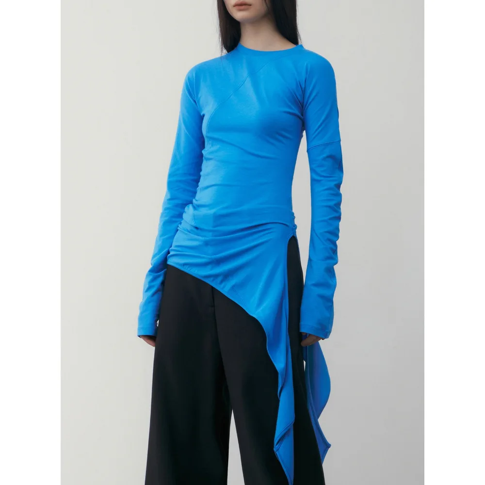 2025 Early Autumn Fashion Slim-Fit Irregular Long-Sleeved T-Shirt For Women