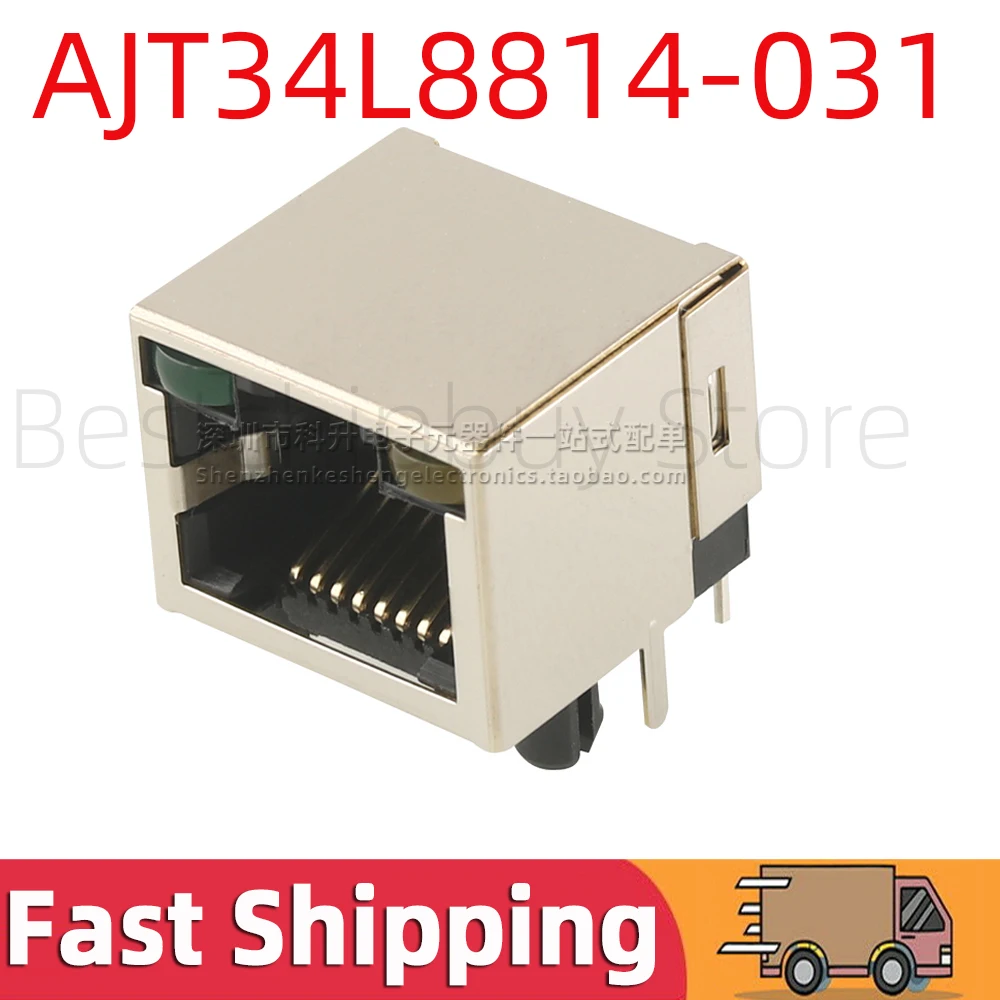 2 stks AJT34L8814-031 RJ45 Jack LED Filter Shield 100 Base Fast Ethernet Netwerkpoort Modulaire Connector Interface Side Entry