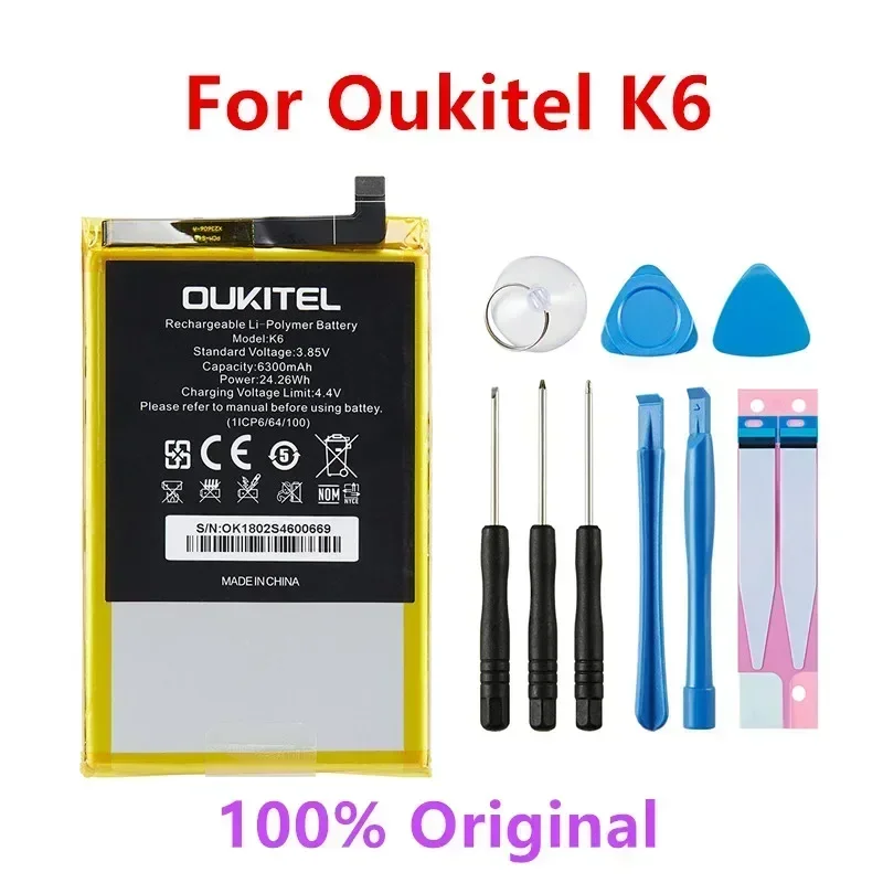 

100% Original New Oukitel K6 6300mAh Battery For Oukitel K6 Smart Mobile Phone +Tracking Number