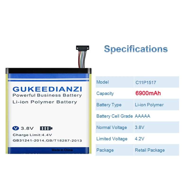 C11P1517 Tablet Battery For ASUS Zenpad 10 Z300M Z300CNL Z301MFL P028 P00L Z301M Z301MF P00C 6900mAh High Capacity