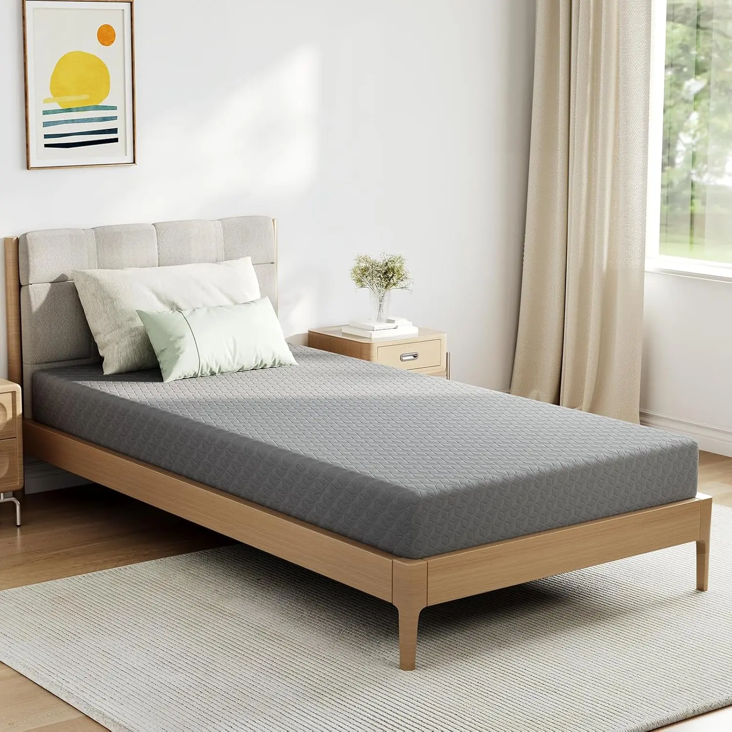 

Twin XL Memory Foam Mattress 5 Inch, Cooling Airflow Wave-Cut & Pressure-Relieving for Contour Support in a Box