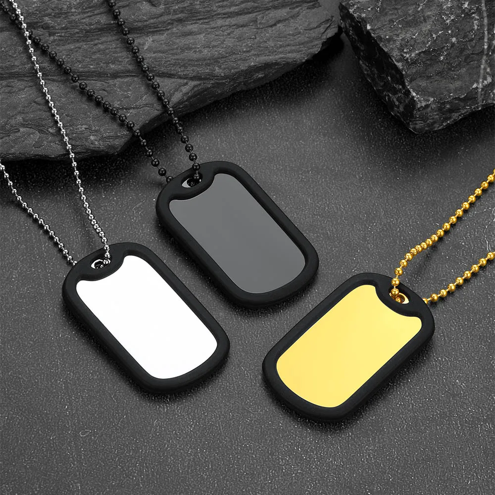 U7 Customized Military Army Dog ID Tag Stainless Steel Personalized Name Photo Image Logo Laser Engraved Necklace for Men Women