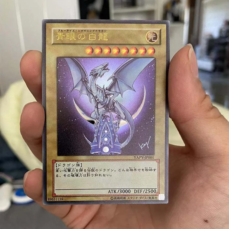 

5.9X8.6Cm Yu-Gi-Oh! Diy Self Made Blue-Eyes White Dragon Japanese Color Metal Card Game Anime Collection Cards Gift Toys