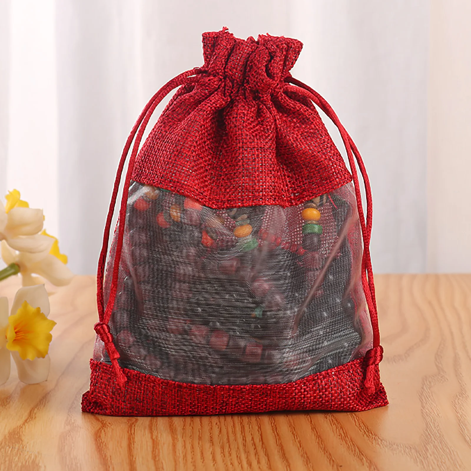 

10Pcs Small Gift Bags Drawstring Pouches for Wedding Party Favors Candy Jewelry Storage Burlap Sachet Organizers