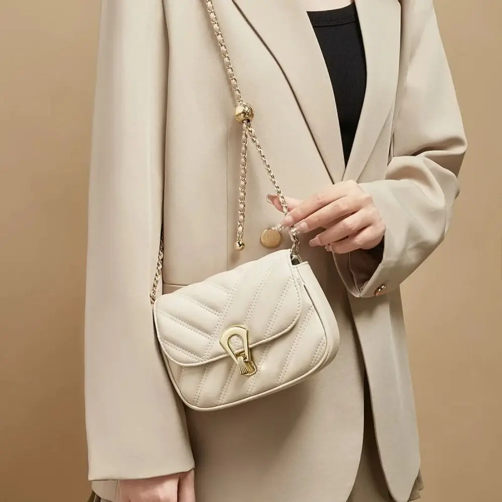 

Стильная женская сумка через плечо из спилка, женская простая сумка через плечо с регулируемым ремешком на цепочке, дизайнерская сумка-мессенджер с клапаном