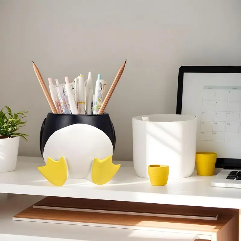 

Cute Penguin Succulent Plants Pots 3D Printed Ceramic Plants Pot In Penguin Shape Transparent Inner Creative Decor Flower Vase