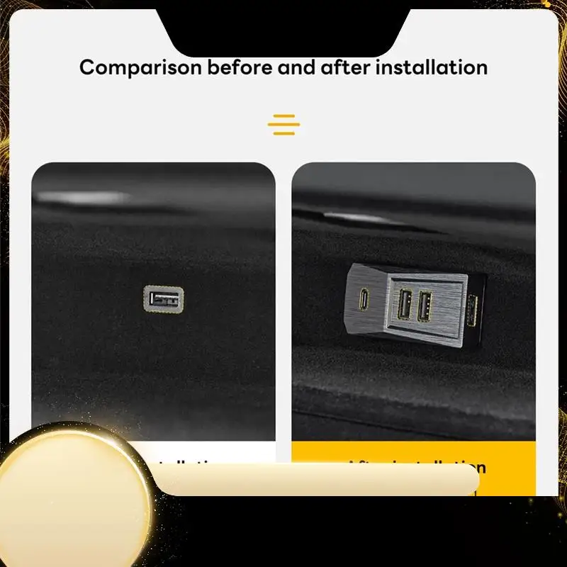 

USB Hub Glovebox For Tesla New Model Y Launch Juniper 2025 Model 3 Highland Type-C Port Splitter Docking Station Data-A74F