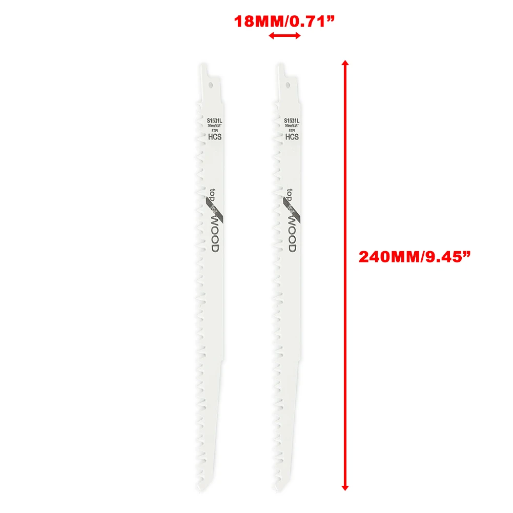2Pcs S1531L Reciprocating Saw Blades 9.5'' JigSaw Cutter High Carbon Steel For Wood Metal Cutting Power Tool Accessories