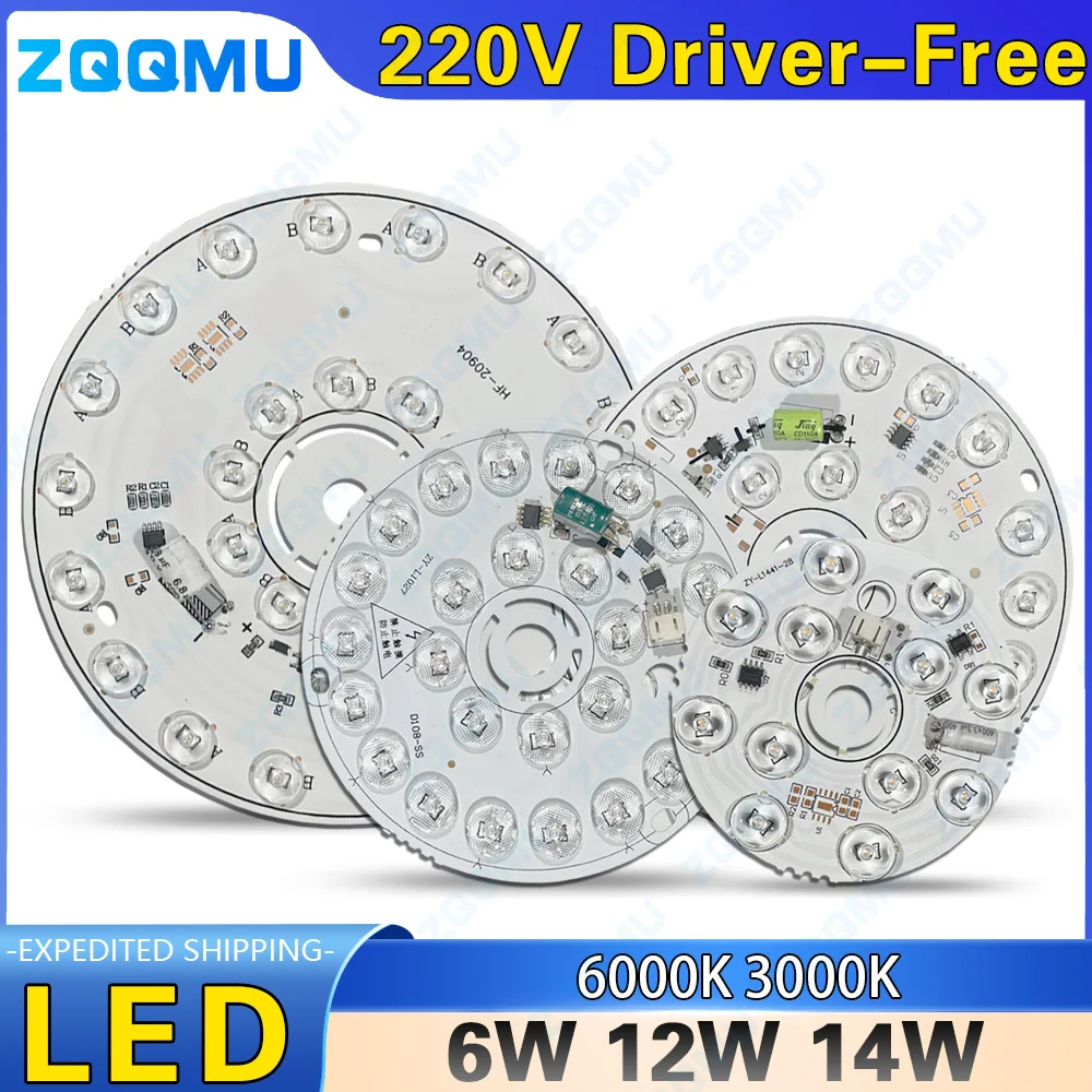 6W 12W 18W LED Chip SMD 2835 AC 220V 240V Round Lamp Bead No Driver Required Cool Warm White for Bulb Spotlight Lighting