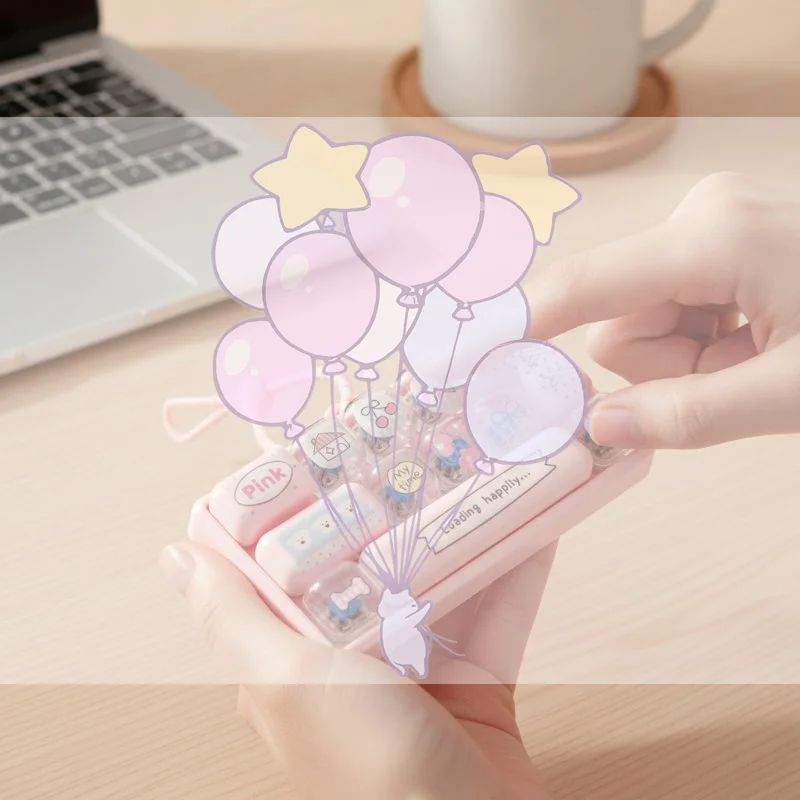Cartoon 12 Keys Keyboard Keychain Clicker Flashing Sound Sensory Toy for Students Exam Stress Relief