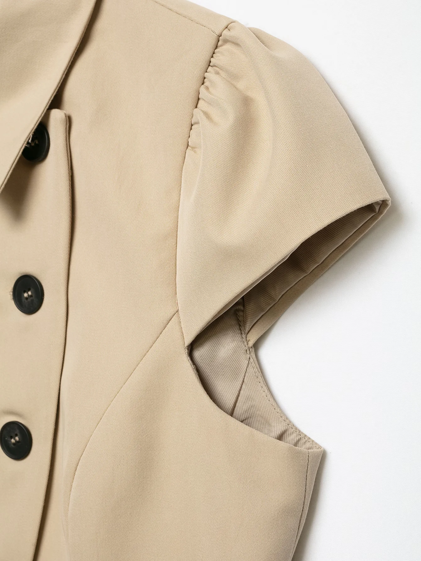 KONDALA Damen Pendler-Schicker Kurzarm-Blazer, Zweireihig, Slim Fit, Eleganter Blazer, Sommer 2026, Trendiges High-Street Casual Top – Detail 9