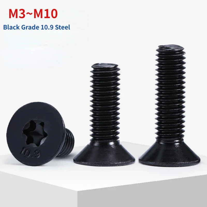 M3-M10 Black 10.9 Grade Steel GB2673 Torx Flat Countersunk Head Screws