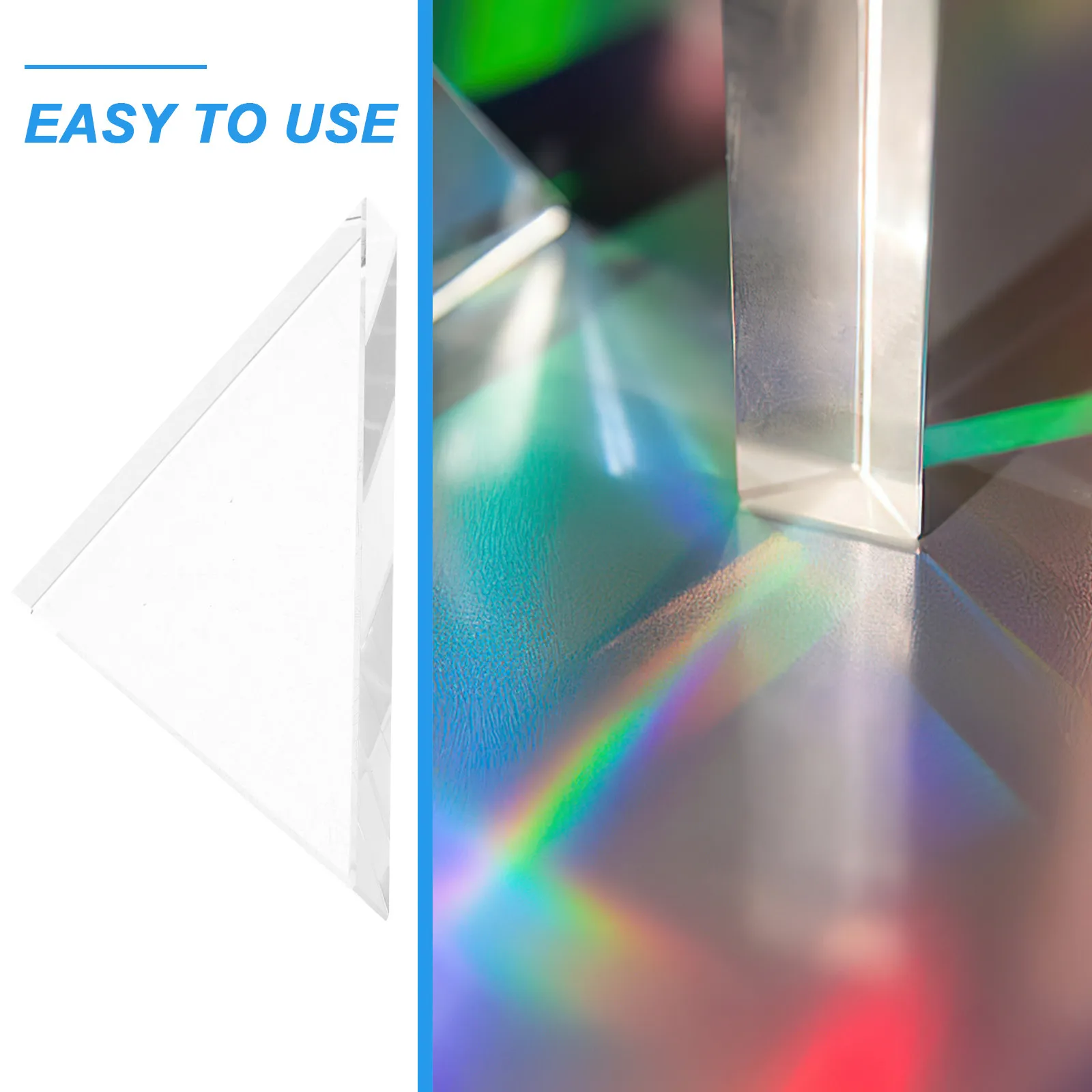 Clear Glass Isosceles Triangular Prisms Set Physics Optics Lab Equipment for Spectrum Analysis Refraction Imaging Science