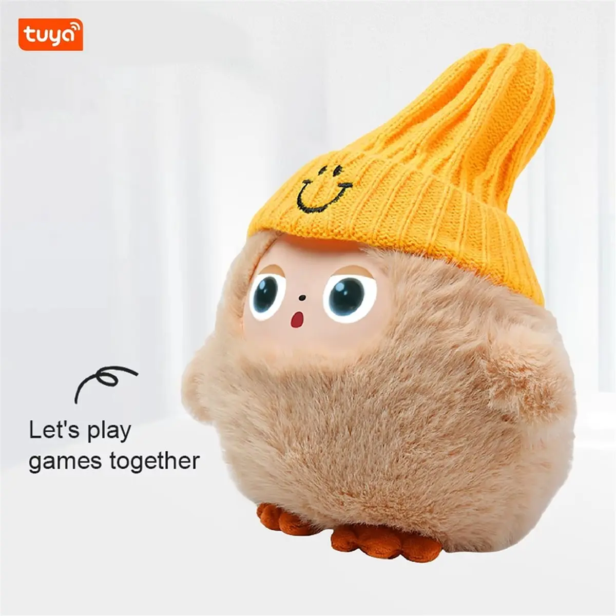 DT75BG AI Plush Toy W/Smart Voice&LED Eyes Interactive Companion for Kid/Adult‌ Gift-Ready Rechargeable E- Life W/Tuya