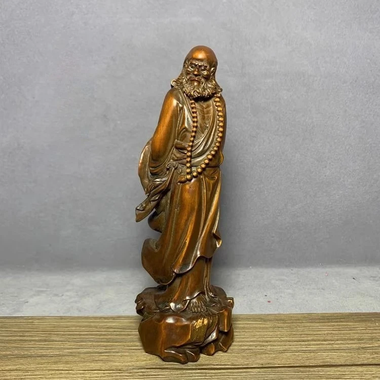 Collection Chinese Boxwood Wood Buddism Dharma Statue Solid Wood Crafts