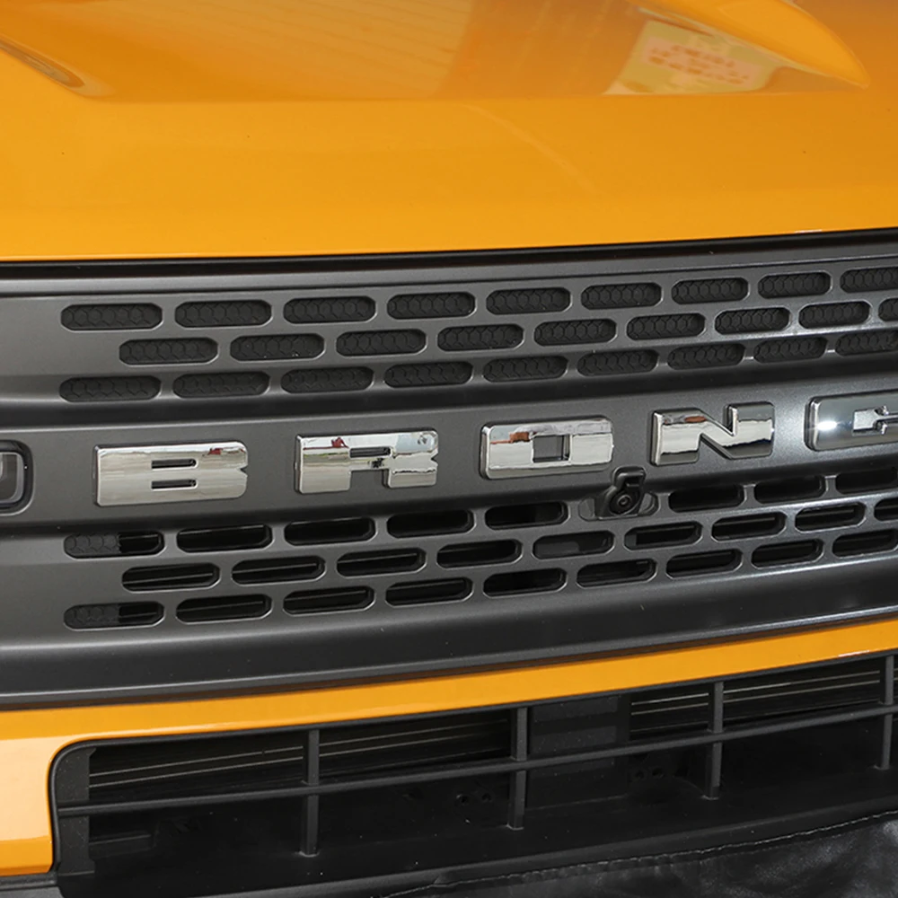 Carro grade dianteira letra emblema decoração capa, guarnição adesivos para Ford Bronco esporte 2021 2022 2023 2024, acessórios exteriores