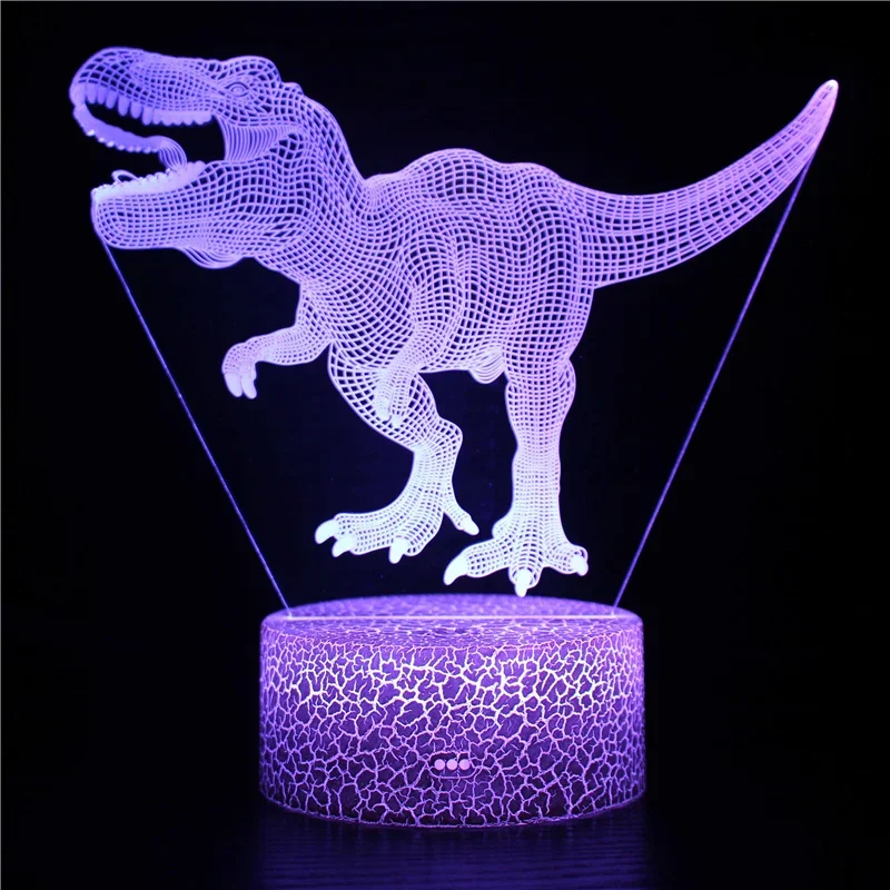 3d dinossauro lâmpada ilusão led luzes da noite para crianças decoração do quarto candeeiro de mesa 16 mudança cor nightlight presentes aniversário para meninos