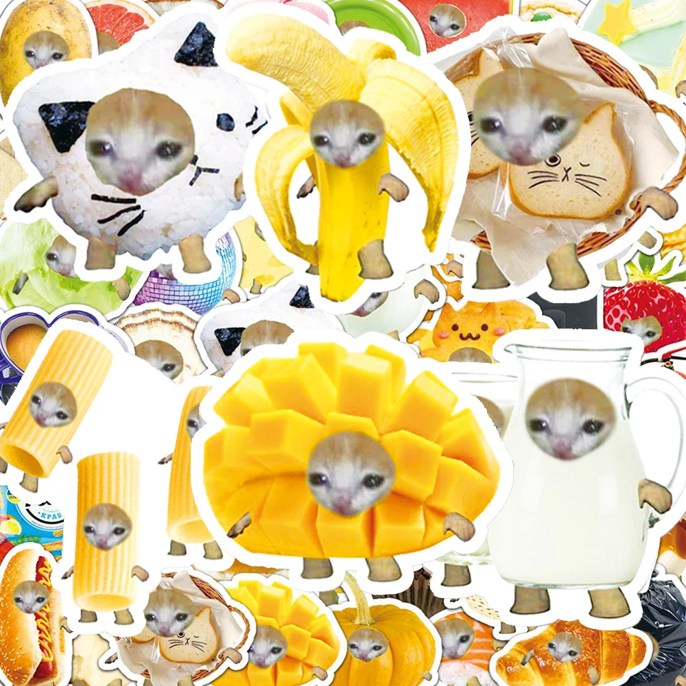 

10/30/50pcs Funny Cat Food MEME Graffiti Stickers Cartoon Toy Decals Decorative Laptop Phone Luggage Cute Animal Kid Sticker Toy
