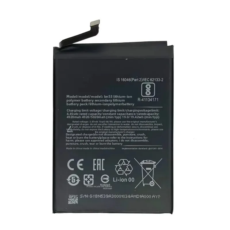In Stock BN53 5020mAh 3.87V Replacement Battery for Xiaomi Redmi Note 9 Pro M2003J6B2G 10 Pro/Max 4G M2101K6G M2101K6R + ToolS