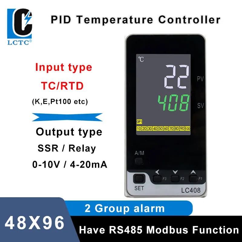 48x96mm TC/RTD input LCD digital pid temperature controller with the timer SSR/Relay/4-20mA/0-10V output