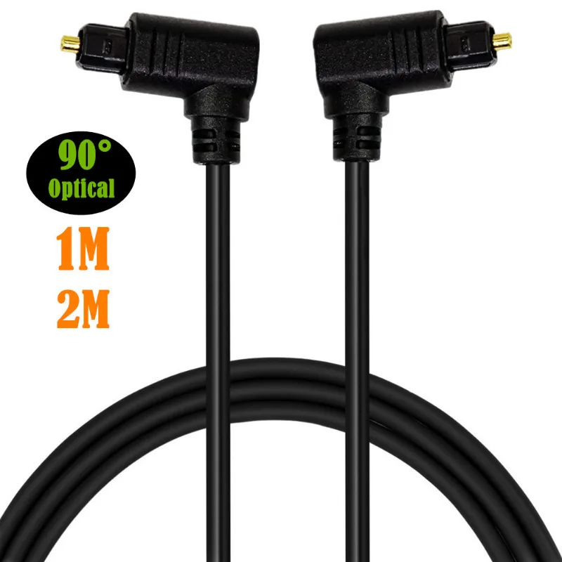 Digital Optical 90 Degree Audio Cable Right Angle Toslink SPDIF Cable for Blu-ray Player Xbox Soundbar Fiber Cable 1m 2m